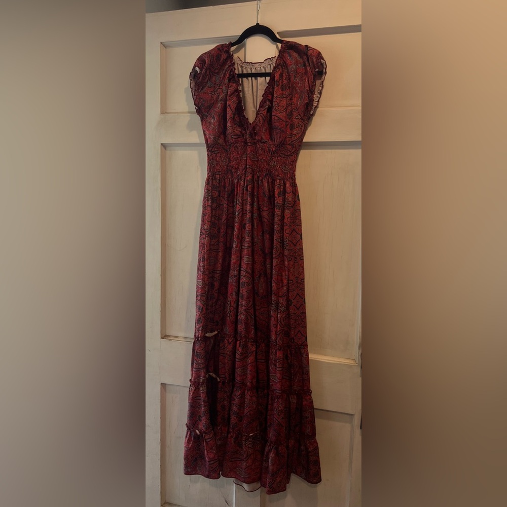 Floral Red Patterned Maxi Dress - Large
